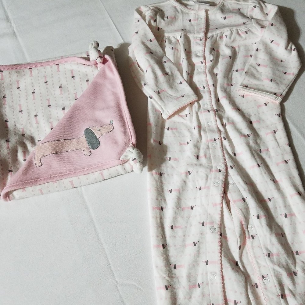 Gymboree Brand New Baby {Dashchund Hound} NWT 12-18 Month Romper, Used Blanket